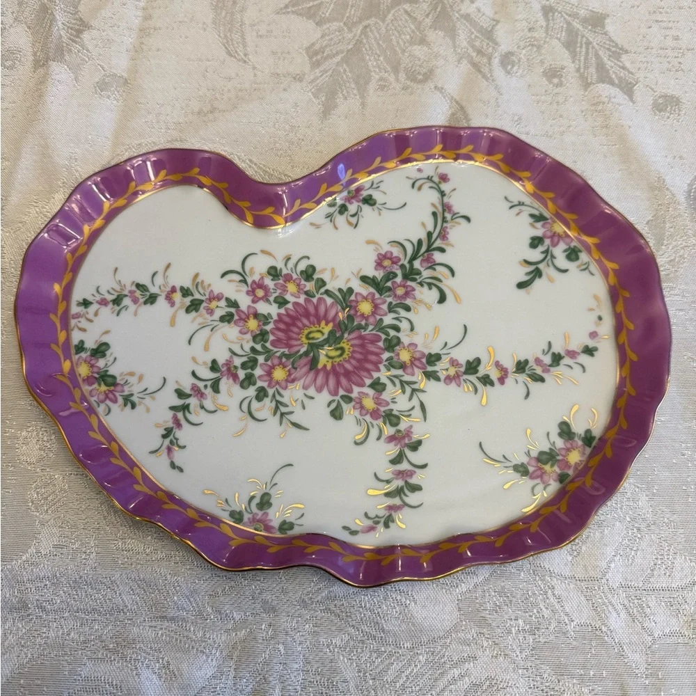 2 Vintage Relish Trays with Gold Accents